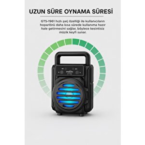 Bluetooth Hoparlör Rgb Işıklı Kablosuz Speaker Gts-1961 Siyah