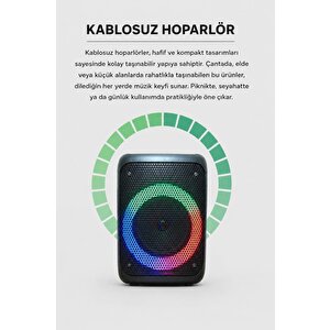 Bluetooth Hoparlör Rgb Işıklı Kablosuz Speaker Kts-1238 Siyah