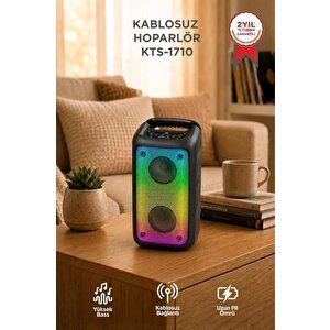 Bluetooth Hoparlör Rgb Işıklı Kablosuz Speaker Kts-1710 Siyah