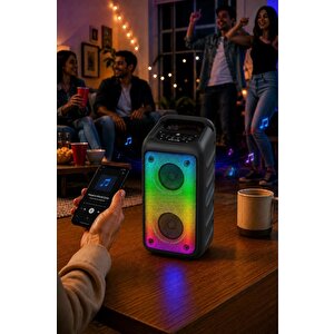 Bluetooth Hoparlör Rgb Işıklı Kablosuz Speaker Kts-1710 Siyah