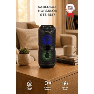 Bluetooth Hoparlör Rgb Işıklı Kablosuz Speaker Gts-1557 Siyah