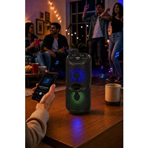 Bluetooth Hoparlör Rgb Işıklı Kablosuz Speaker Gts-1557 Siyah