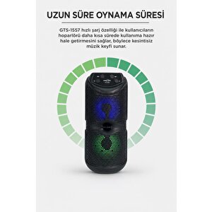 Bluetooth Hoparlör Rgb Işıklı Kablosuz Speaker Gts-1557 Siyah