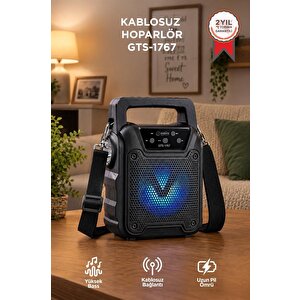 Bluetooth Hoparlör Rgb Işıklı El Fenerli Kablosuz Speaker Gts-1767 Siyah