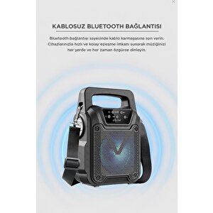 Bluetooth Hoparlör Rgb Işıklı El Fenerli Kablosuz Speaker Gts-1767 Siyah