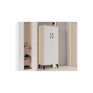 Flano Beyaz Çok Amaçlı Dolap İki Kapaklı Dört Raflı Mutfak,banyo,hol,balkon,ofis,ayakkabılık