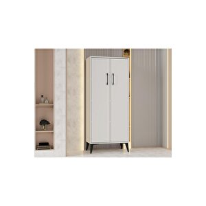 Flano Beyaz Çok Amaçlı Dolap İki Kapaklı Dört Raflı Mutfak,banyo,hol,balkon,ofis,ayakkabılık