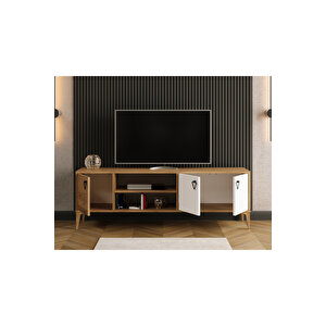 Rivo Tv Ünitesi Legnano-beyaz Raflı Ve Kapaklı Modern Tasarım 150 Cm