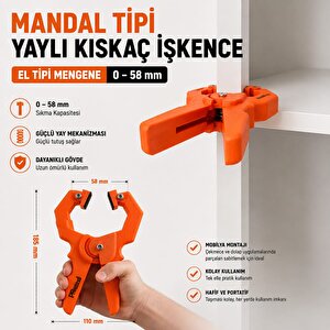 Mandal Tipi Yaylı Kıskaç İşkence – El Tipi Mengene 0–58 Mm