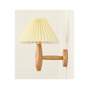 Marley Aplik Doğal Ahşap Wooden Krem Umbrella Başlıklı Elektrikli Duvar Apliği Krem