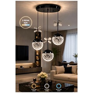 Bruce Black Edition Power Led Sarkıt Avize Küre Sarkıtlı Salon Avize Siyah