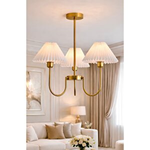 Wayne Tasarım Sarkıt Avize 3 Kollu Umbrella Abajur Eskitme Gold Avize Sarı