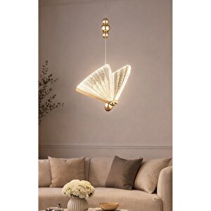 Elegance Büyük Boy Sarkıt Avize Modern Kelebek Tasarım Sarkıt Led Avize Harika Görsel Sarı
