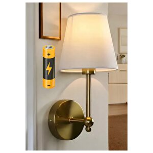 Modern Kablosuz Duvar Aplik Lampe Pilli Aplik Eskitme Gold Pil İle Çalışır Krem Abajur Eskitme