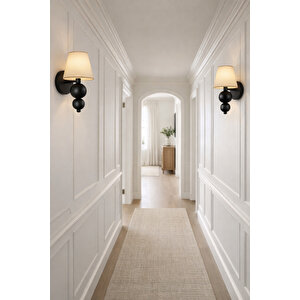 Modern Krem Kumaş Şapkalı Pilli Aplik Kablosuz Aç Kapa Butonlu Tak Çalıştır Siyah Gövde Siyah