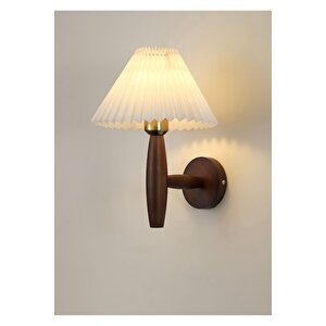 Marley Aplik Doğal Ahşap Wooden Krem Umbrella Başlıklı Elektrikli Duvar Apliği Ekru