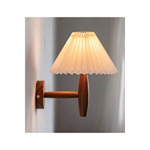 Marley Aplik Doğal Ahşap Wooden Krem Umbrella Başlıklı Elektrikli Duvar Apliği Ekru