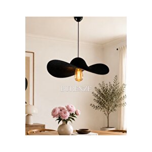 Noir Sarkıt Avize Kumaş Avize E-27 Duy Tavan Lambası Oturma Odası Yatak Odası Salon Avize 50cm Çap Siyah