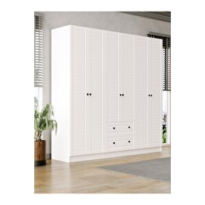 Elegante Modern Tasarımlı Membran Kapaklı 6 Kapılı Gardırop (52 Cm Derinlik)