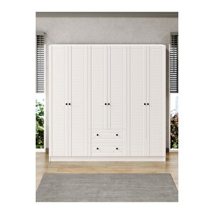 Elegante Modern Tasarımlı Membran Kapaklı 6 Kapılı Gardırop (52 Cm Derinlik)