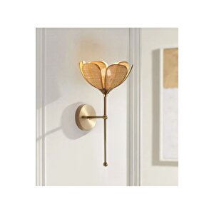 Modern Tasarım Rose Çiçek Aplik Boheme Hazeran Hasır Kumaş Eskitme Gold Elektrikle Çalışır Sarı