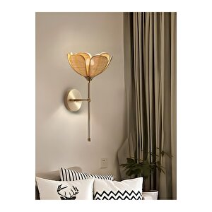 Modern Tasarım Rose Çiçek Aplik Boheme Hazeran Hasır Kumaş Eskitme Gold Elektrikle Çalışır Sarı