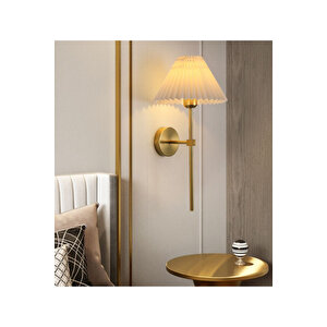 Modern Tasarım Umbrella Aplik 2 Adet Eskitme Gold Gövde Krem Abajur Şapka Elektrikle Çalışır Gold