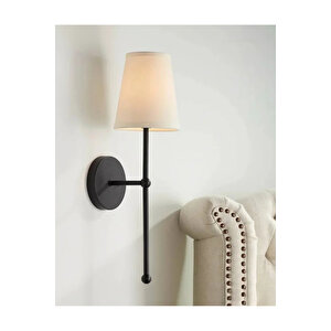 Modern Tasarım 1 Adet Pilli Aplik Aç Kapa Butonlu Kablosuz Krem Abajur Tak Çalıştır Siyah Siyah