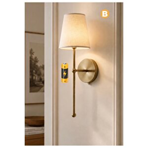 Pilli Aplik Duvar Aplik Power Ledli Gün Işığı Led Eskitme Gold Gövde Eskitme