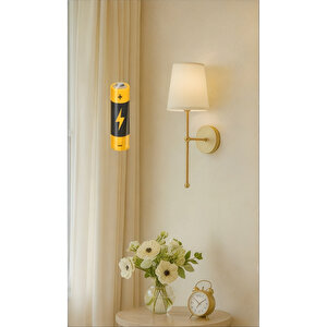 Pilli Aplik Duvar Aplik Power Ledli Gün Işığı Led Eskitme Gold Gövde Eskitme