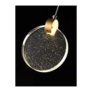 Modern Luxury Sarkıt Üçlü Dikdörtgen Sıralı Kristal Camlı Led Avize Gold Sarı Gold