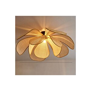 Modern İskandinav Tasarım Bohem Rose Çiçek Tavan Avize Hazeran Hasır Rattan Salon Avizesi Sarı