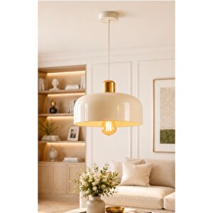 Calico Modern Tasarım Metal Gold Parlak Detaylı Krem Gövde Sarkıt Avize Mutfak Salon Oturma Odası Aydınlatması Krem