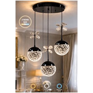 Bruce Black Sarkıt Avize 3 Renk Işık Salon Oturma Yatak Odası Mutfak Avize Power Led Avize Siyah
