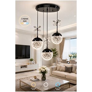 Bruce Black Sarkıt Avize 3 Renk Işık Salon Oturma Yatak Odası Mutfak Avize Power Led Avize Siyah