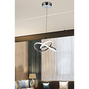 Modern Tekli Bumerang Hagia Sarkıt Power Led Avize Krom Beyaz Işık Ledli Avize Krom