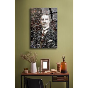 Atatürk Cam Tablo - Portre - Cam Tablo - Duvar Dekoru - Atatürk Portresi - Kaliteli Baskı Ata039 | Atatürk Temalı Dekoratif Duvar Tablosu, Salon, Ofis Ve Çalışma Alanı Dekoru, 45x30 cm