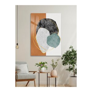 Sakin Evren – Modern Ev Dekoru Soyut Cam Tablo - Modern Tarz Ev Dekorasyonu | Modern Soyut Dekoratif Duvar Tablosu, Salon, Ofis Ve Çalışma Alanı Dekoru, 45x30 cm