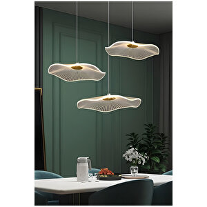 Luxury Exclusive Üçlü Yuvarlak Sarkıt Led Avize Jellyfish Salon Mutfak Oturma Odası Avize Gold Sarı Gold