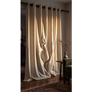 Halkalı Blackout Fon Perde Ekru Renk Özel Ölçü 400x250 cm