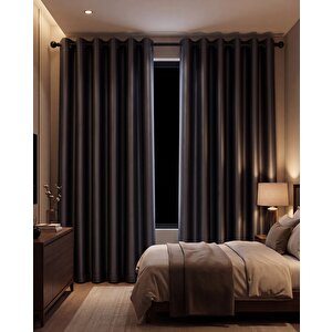 Halkalı Blackout Fon Perde Antrasit Renk Özel Ölçü 300x240 cm