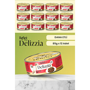 Plus Delizzia / Sos İçinde Parça Etli Dana Etli Yetişkin Kedi Maması 85g X 12 Adet
