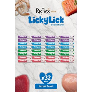 Plus Lickylick Sıvı Ödül Maması Karışık Paket 15g X 32 Adet