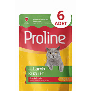 Pouch Kuzu Etli Yaş Kedi Mama 6 X 85 Gr