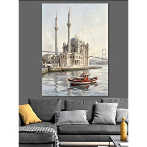 Güneşli İstanbul Boğazı Ve Camii Dekoratif Kanvas - Mdf Ahşap Tablo 50x70 cm