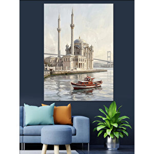 Güneşli İstanbul Boğazı Ve Camii Dekoratif Kanvas - Mdf Ahşap Tablo 50x70 cm