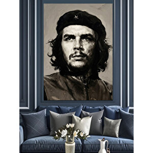 Che Guevara Siyah Beyaz Portre Dekoratif Kanvas - Mdf Ahşap Tablo 50x70 cm