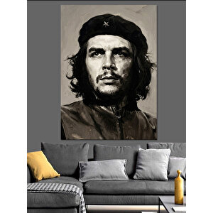 Che Guevara Siyah Beyaz Portre Dekoratif Kanvas - Mdf Ahşap Tablo 50x70 cm