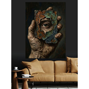 Avuç İçinde Duran Dev Göz Dekoratif Kanvas - Mdf Ahşap Tablo 50x70 cm