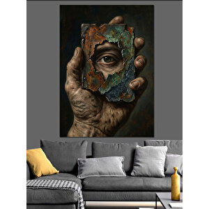 Avuç İçinde Duran Dev Göz Dekoratif Kanvas - Mdf Ahşap Tablo 50x70 cm